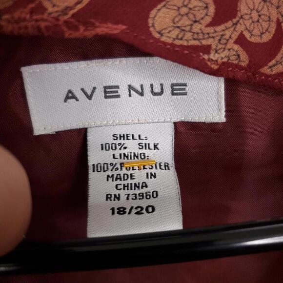 Avenue Top Womens 18 20 Silk Sheer Ruffle Poets Sleeve Romantic Grunge Paisley - Picture 7 of 10